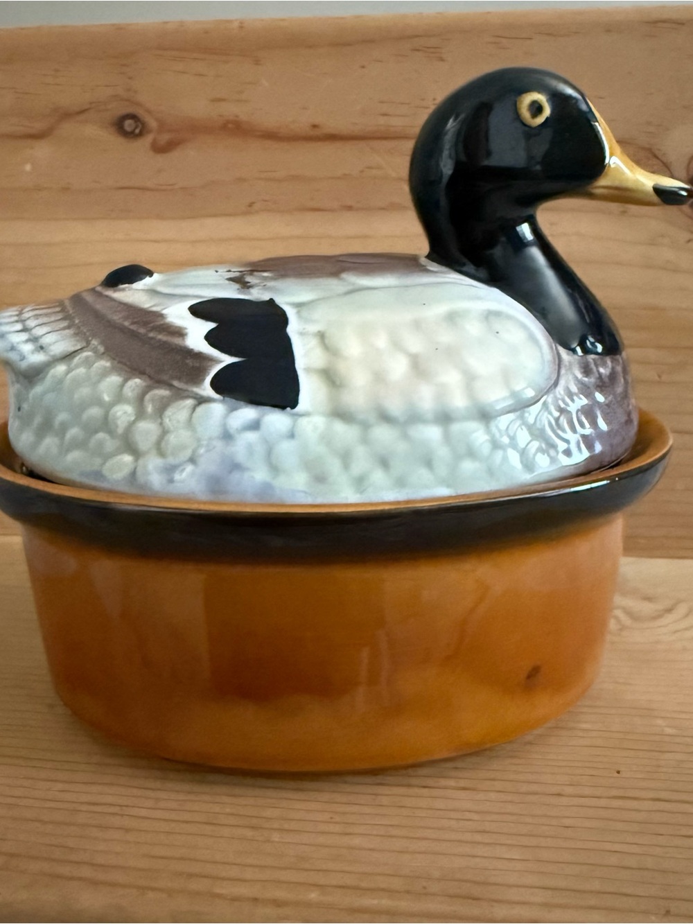 Mid-Century SECLA Portuguese Ceramic Mallard Duck Terrine w/Lid Cottagecore Dish